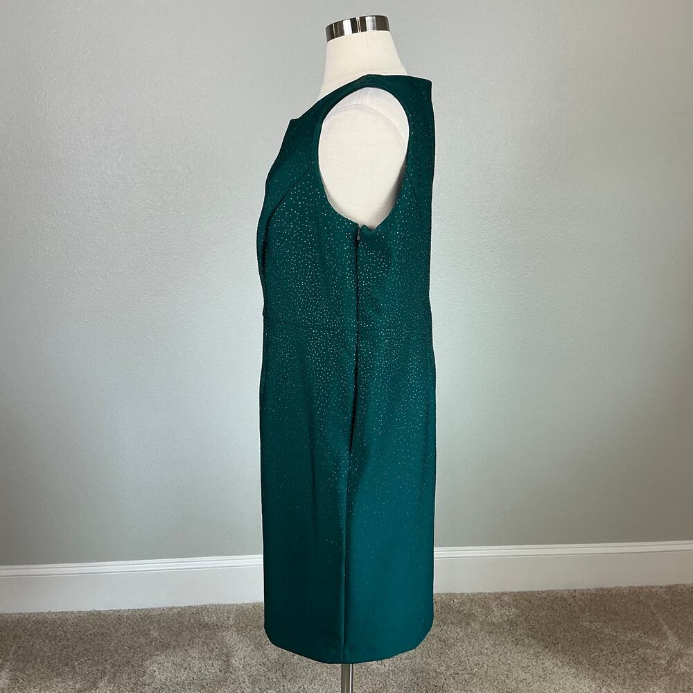 Calvin Klein Green Cocktail Dress Sequin Sleeveless Knee Length Sheath Size 22W - Picture 6 of 13